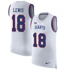 Men's Nike New York Giants #18 Roger Lewis White Rush Player Name & Number Tank Top NFL Jersey