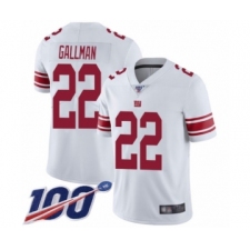 Men's New York Giants #22 Wayne Gallman White Vapor Untouchable Limited Player 100th Season Football Jersey