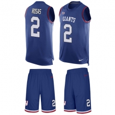 Men's Nike New York Giants #2 Aldrick Rosas Limited Royal Blue Tank Top Suit NFL Jersey