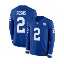 Men's Nike New York Giants #2 Aldrick Rosas Limited Royal Blue Therma Long Sleeve NFL Jersey