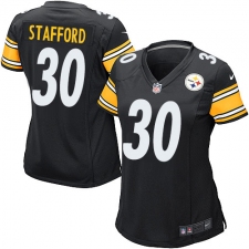 Women's Nike Pittsburgh Steelers #30 Daimion Stafford Game Black Team Color NFL Jersey