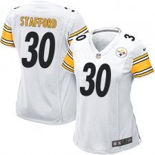 Women's Nike Pittsburgh Steelers #30 Daimion Stafford Game White NFL Jersey