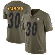 Youth Nike Pittsburgh Steelers #30 Daimion Stafford Limited Olive 2017 Salute to Service NFL Jersey