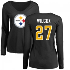 NFL Women's Nike Pittsburgh Steelers #27 J.J. Wilcox Black Name & Number Logo Slim Fit Long Sleeve T-Shirt