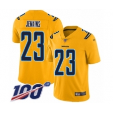 Men's Los Angeles Chargers #23 Rayshawn Jenkins Limited Gold Inverted Legend 100th Season Football Jersey