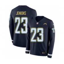 Men's Nike Los Angeles Chargers #23 Rayshawn Jenkins Limited Navy Blue Therma Long Sleeve NFL Jersey