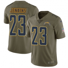Men's Nike Los Angeles Chargers #23 Rayshawn Jenkins Limited Olive 2017 Salute to Service NFL Jersey