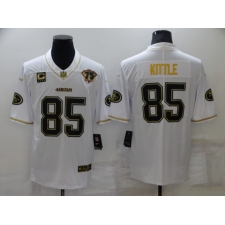 Men's San Francisco 49ers #85 George Kittle Nike White-Gold Limited Throwback Jersey