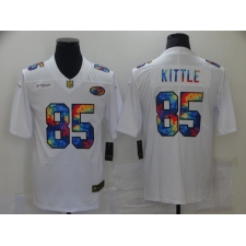 Men's San Francisco 49ers #85 George Kittle White Rainbow Version Nike Limited Jersey