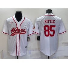 Men's San Francisco 49ers #85 George Kittle White With Patch Cool Base Stitched Baseball Jersey
