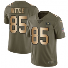 Youth Nike San Francisco 49ers #85 George Kittle Limited Olive/Gold 2017 Salute to Service NFL Jersey