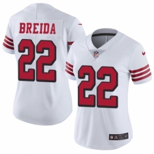 Women's Nike San Francisco 49ers #22 Matt Breida Limited White Rush Vapor Untouchable NFL Jersey