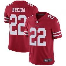 Youth Nike San Francisco 49ers #22 Matt Breida Red Team Color Vapor Untouchable Elite Player NFL Jersey