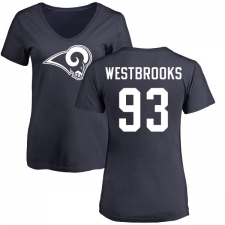 NFL Women's Nike Los Angeles Rams #93 Ethan Westbrooks Navy Blue Name & Number Logo Slim Fit T-Shirt