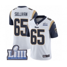 Youth Nike Los Angeles Rams #65 John Sullivan White Vapor Untouchable Limited Player Super Bowl LIII Bound NFL Jersey