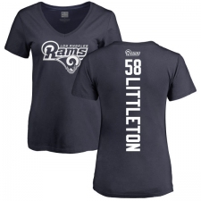 NFL Women's Nike Los Angeles Rams #58 Cory Littleton Navy Blue Backer T-Shirt