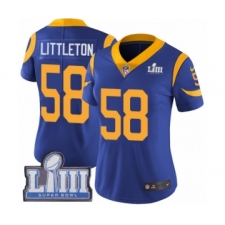 Women's Nike Los Angeles Rams #58 Cory Littleton Royal Blue Alternate Vapor Untouchable Limited Player Super Bowl LIII Bound NFL Jersey