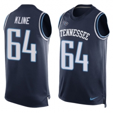 Men's Nike Tennessee Titans #64 Josh Kline Limited Navy Blue Player Name & Number Tank Top NFL Jersey