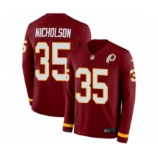 Men's Nike Washington Redskins #35 Montae Nicholson Limited Burgundy Therma Long Sleeve NFL Jersey