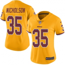 Women's Nike Washington Redskins #34 Montae Nicholson Limited Gold Rush Vapor Untouchable NFL Jersey