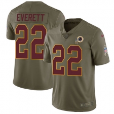 Men's Nike Washington Redskins #22 Deshazor Everett Limited Olive 2017 Salute to Service NFL Jersey