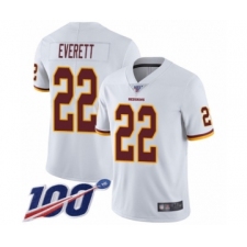 Men's Washington Redskins #22 Deshazor Everett White Vapor Untouchable Limited Player 100th Season Football Jersey