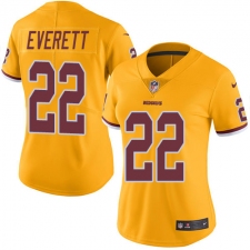 Women's Nike Washington Redskins #22 Deshazor Everett Limited Gold Rush Vapor Untouchable NFL Jersey