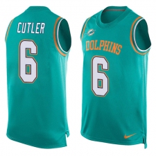 Men's Nike Miami Dolphins #6 Jay Cutler Limited Aqua Green Player Name & Number Tank Top NFL Jersey