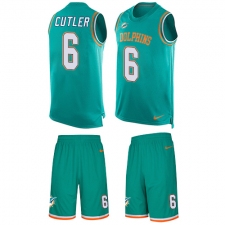 Men's Nike Miami Dolphins #6 Jay Cutler Limited Aqua Green Tank Top Suit NFL Jersey