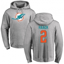 NFL Nike Miami Dolphins #2 Matt Haack Ash Name & Number Logo Pullover Hoodie