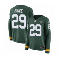 Women's Nike Green Bay Packers #29 Kentrell Brice Limited Green Therma Long Sleeve NFL Jersey