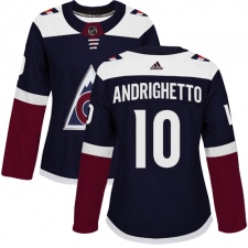 Women's Adidas Colorado Avalanche #10 Sven Andrighetto Authentic Navy Blue Alternate NHL Jersey