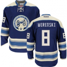 Women's Reebok Columbus Blue Jackets #8 Zach Werenski Premier Navy Blue Third NHL Jersey
