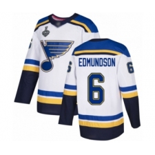 Youth St. Louis Blues #6 Joel Edmundson Authentic White Away 2019 Stanley Cup Final Bound Hockey Jersey
