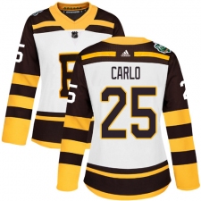 Women's Adidas Boston Bruins #25 Brandon Carlo Authentic White 2019 Winter Classic NHL Jersey