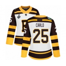 Women's Boston Bruins #25 Brandon Carlo Authentic White Winter Classic 2019 Stanley Cup Final Bound Hockey Jersey