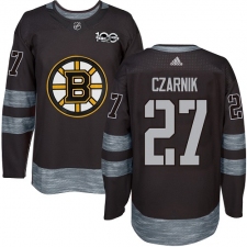 Men's Adidas Boston Bruins #27 Austin Czarnik Authentic Black 1917-2017 100th Anniversary NHL Jersey