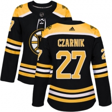 Women's Adidas Boston Bruins #27 Austin Czarnik Authentic Black Home NHL Jersey