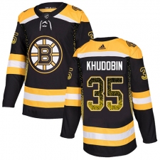 Men's Adidas Boston Bruins #35 Anton Khudobin Authentic Black Drift Fashion NHL Jersey