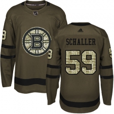 Men's Adidas Boston Bruins #59 Tim Schaller Authentic Green Salute to Service NHL Jersey
