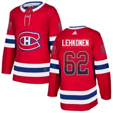 Men's Adidas Montreal Canadiens #62 Artturi Lehkonen Authentic Red Drift Fashion NHL Jersey