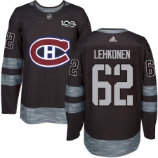 Men's Adidas Montreal Canadiens #62 Artturi Lehkonen Premier Black 1917-2017 100th Anniversary NHL Jersey