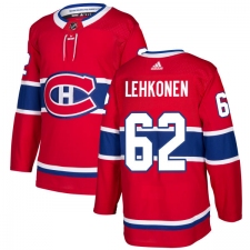 Youth Adidas Montreal Canadiens #62 Artturi Lehkonen Authentic Red Home NHL Jersey