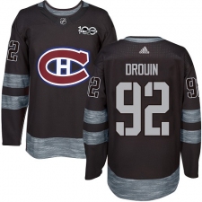Men's Adidas Montreal Canadiens #92 Jonathan Drouin Premier Black 1917-2017 100th Anniversary NHL Jersey