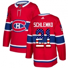 Men's Adidas Montreal Canadiens #21 David Schlemko Authentic Red USA Flag Fashion NHL Jersey