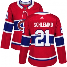 Women's Adidas Montreal Canadiens #21 David Schlemko Authentic Red Home NHL Jersey