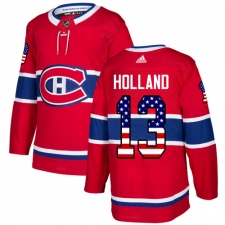 Youth Adidas Montreal Canadiens #13 Peter Holland Authentic Red USA Flag Fashion NHL Jersey