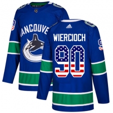 Youth Adidas Vancouver Canucks #90 Patrick Wiercioch Authentic Blue USA Flag Fashion NHL Jersey