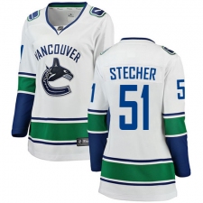 Women's Vancouver Canucks #51 Troy Stecher Fanatics Branded White Away Breakaway NHL Jersey