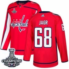 Men's Adidas Washington Capitals #68 Jaromir Jagr Authentic Red Home 2018 Stanley Cup Final Champions NHL Jersey